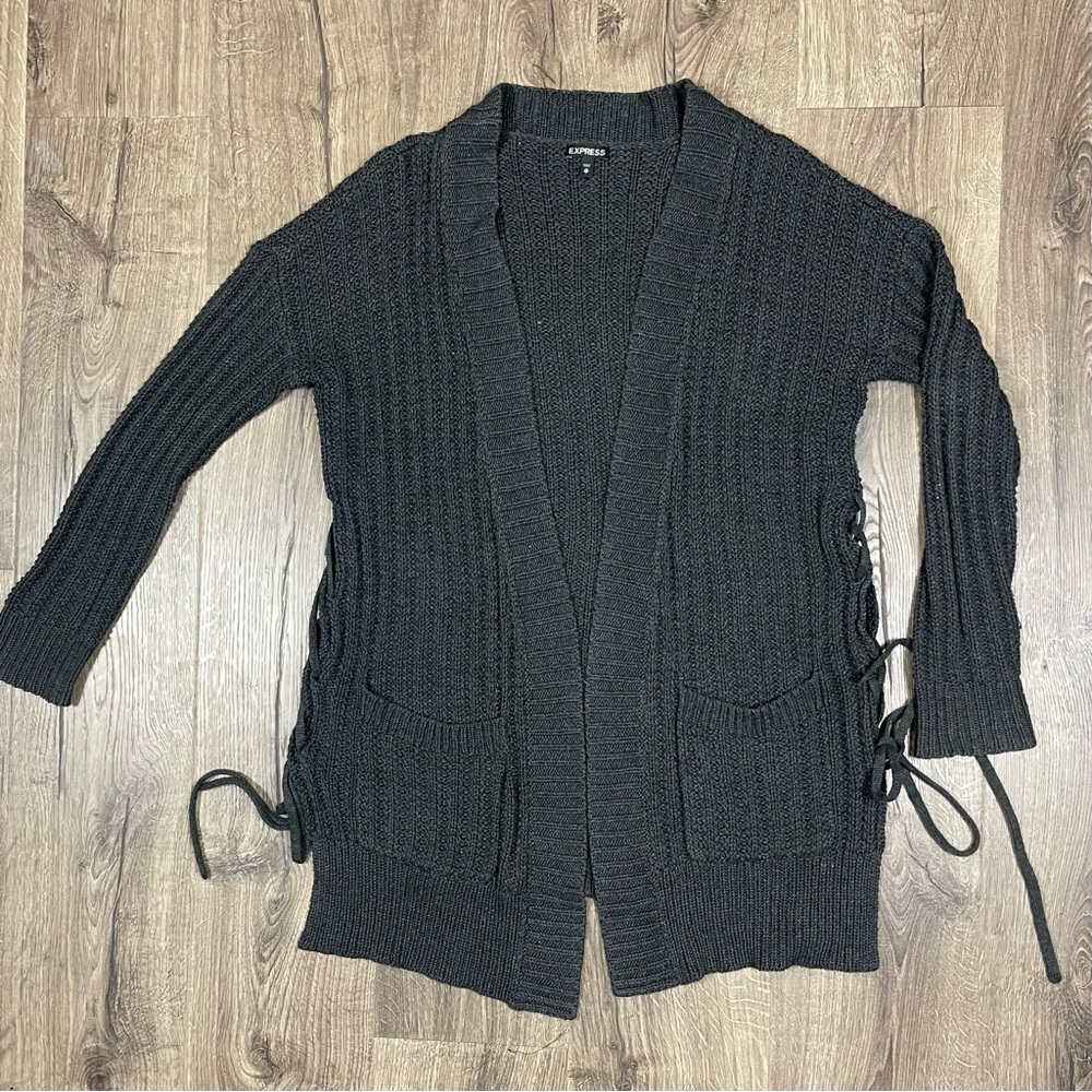 Express navy crotchet long cardigan